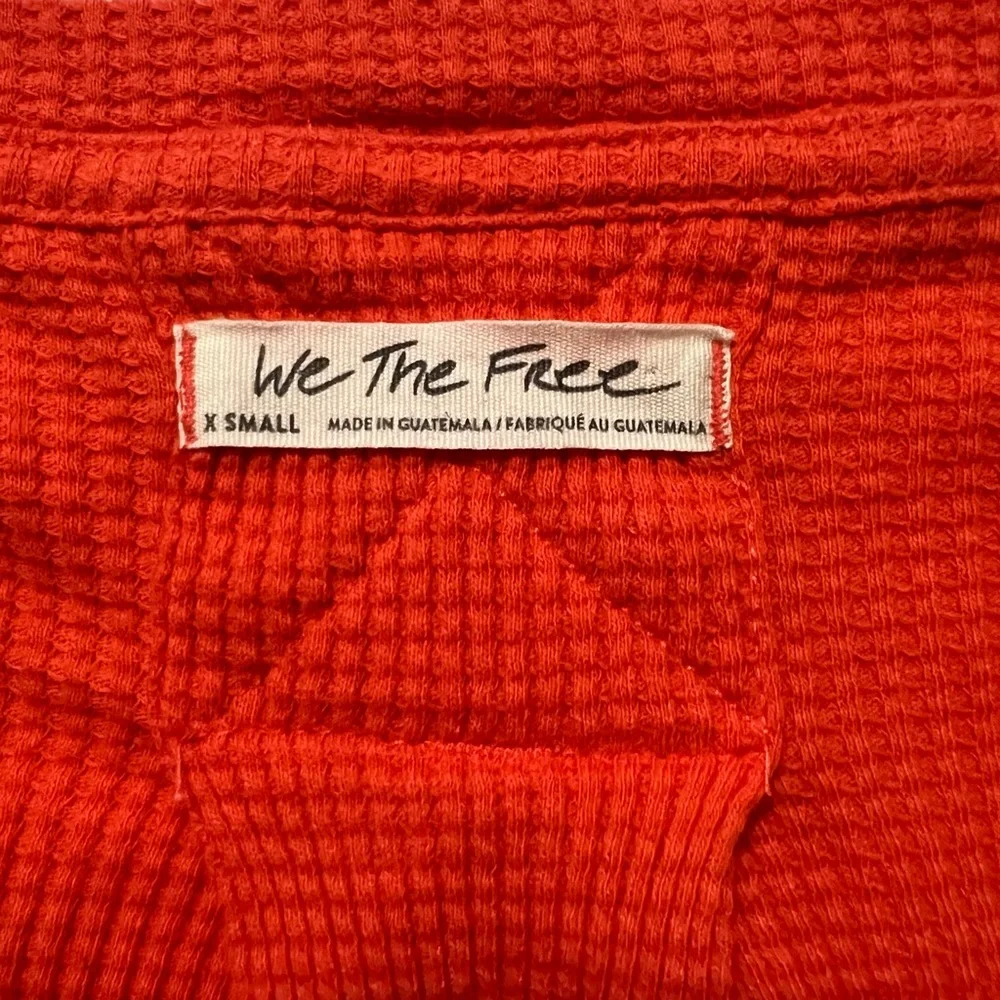 Free People Snowy Thermal Top‎ Ribbed Stretch Orange Women's Size XS
